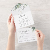 Greenery, Eucalyptus Leaves, Boho, Baptism All In One Uitnodiging (Afscheurbaar)