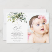 Greenery, Eucalyptus Leaves, Boho, Baptism Kaart (Voorkant)