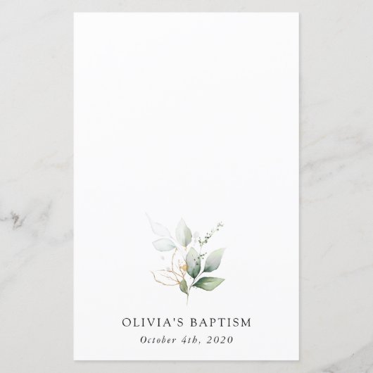 Greenery, Eucalyptus Leaves, Boho, Baptism Menu (Dos)