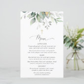 Greenery, Eucalyptus Leaves, Boho, Baptism Menu (Debout devant)