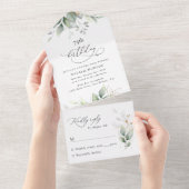 Greenery, Eucalyptus Leaves, Boho, Birthday All In One Uitnodiging (Afscheurbaar)