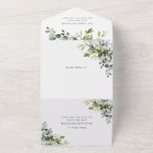 Greenery, Eucalyptus Leaves, Boho, Birthday All In One Uitnodiging (Buitenkant)