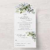 Greenery, Eucalyptus Leaves, Boho, Birthday All In One Uitnodiging (Binnen)