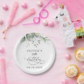 Greenery, Eucalyptus Leaves, Boho, Birthday Papieren Bordje (Feest)