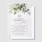 Greenery, Eucalyptus Leaves, Boho, Birthday Vellum Uitnodigingen (Offset)