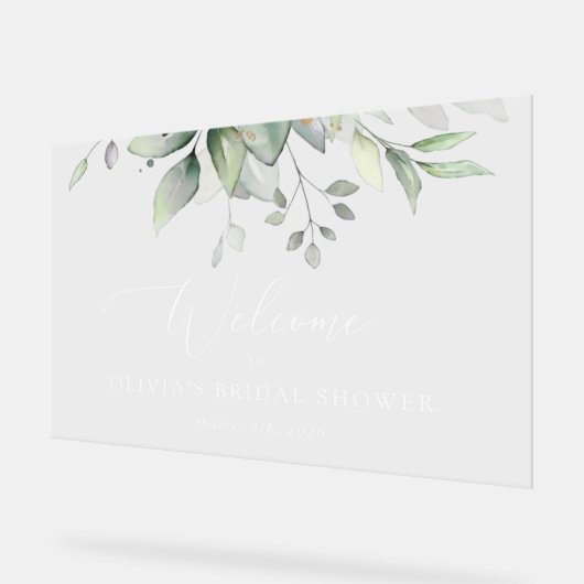 Greenery, Eucalyptus Leaves, Boho, Bridal Welcome Acryl Bord (Hoek)