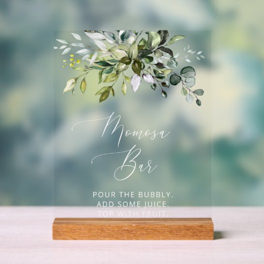 Greenery, Eucalyptus Leaves, Boho, Momosa Bar Acryl Bord (Neutraal)