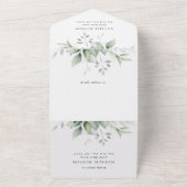 Greenery, Eucalyptus Leaves, Boho, Sweet 16 All In One Uitnodiging (Buitenkant)
