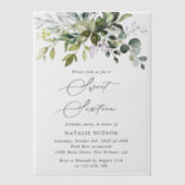 Greenery, Eucalyptus Leaves, Boho, Sweet 16 Vellum Uitnodigingen (Voorkant)