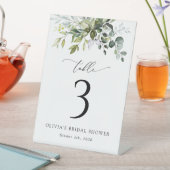 Greenery, Eucalyptus Leaves, Boho, Table Numbers Reclamebord Met Voetstuk (Insitu)