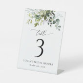 Greenery, Eucalyptus Leaves, Boho, Table Numbers Reclamebord Met Voetstuk (Voorkant)