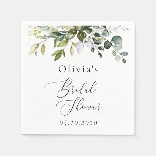 Greenery, Eucalyptus Leaves, Boho, Vrijgezellenfee Servet (Voorkant)