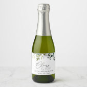 Greenery, Eucalyptus Leaves, Boho, Vrijgezellenfee Sparkling Wijnetiket (Voorkant)