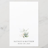 Greenery, Eucalyptus Leaves, Boho, Wedding Menu (Achterkant)