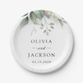 Greenery, Eucalyptus Leaves, Botanical Wedding Papieren Bordje (Voorkant)