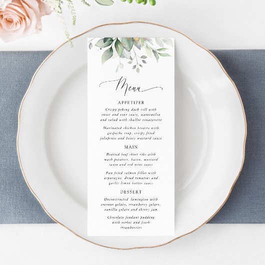Greenery, Eucalyptus Leaves, Bridal Shower Menu
