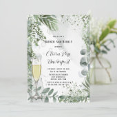 Greenery Eucalyptus Leaves Brunch en Bubble Kaart (Staand voorkant)