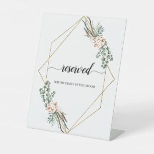 Greenery Eucalyptus Leaves Calligraphy Reserved Reclamebord Met Voetstuk