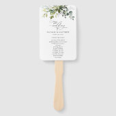 Greenery, Eucalyptus Leaves, Wedding Programme Handwaaier (Voorkant)