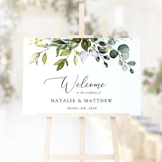 Greenery, Eucalyptus Leaves, Wedding Welcome Poster