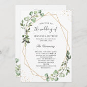Greenery Eucalyptus leest Geometric Wedding Programma (Voorkant / Achterkant)