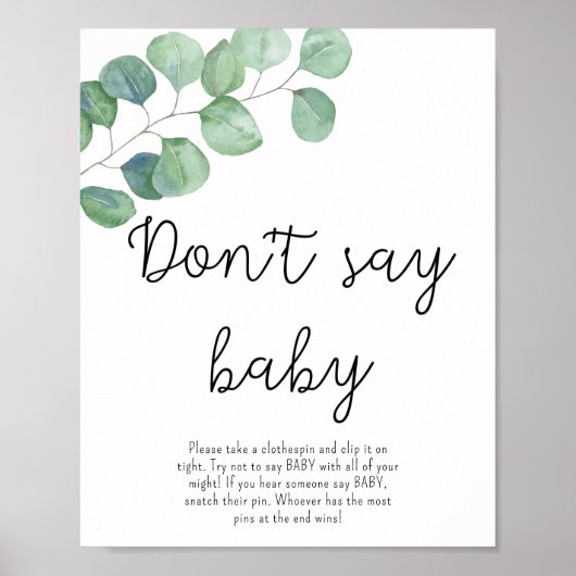 Greenery Eucalyptus - N'appelle pas bébé Affiche (Devant)