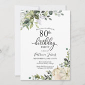 Greenery Eucalyptus Pumpkin Herfst 80th Birthday Kaart (Voorkant)