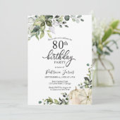 Greenery Eucalyptus Pumpkin Herfst 80th Birthday Kaart (Staand voorkant)