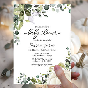 Greenery Eucalyptus Pumpkin Herfst Baby shower Kaart