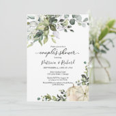 Greenery Eucalyptus Pumpkin Herfst Couple's Shower Kaart (Staand voorkant)