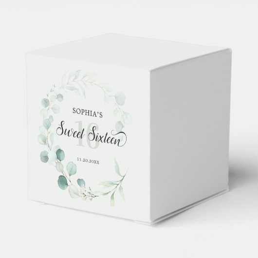 Greenery Eucalyptus Rustic Sweet 16 Bedankdoosjes (Achterkant)