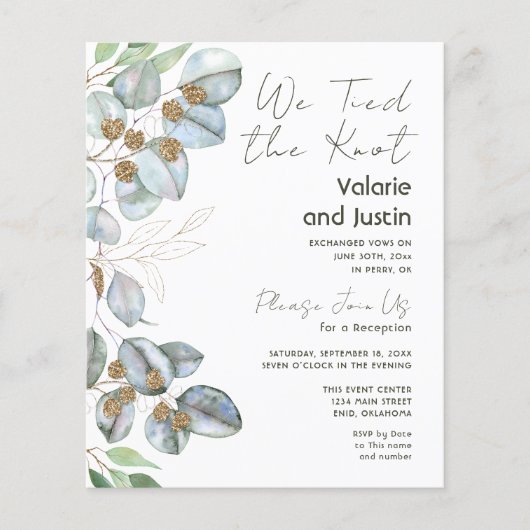 Greenery Eucalyptus Sage Elopement Receptie Flyer (Voorkant)