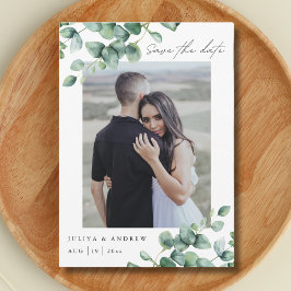 Greenery Eucalyptus script foto QR code Save The Date