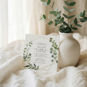 Greenery Eucalyptus Script Heart Wedding Kaart