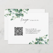 Greenery Eucalyptus script QR code bruiloft RSVP Kaartje (Voorkant / Achterkant)