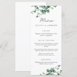 Greenery Eucalyptus script Wedding Menu kaart