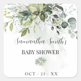 Greenery Eucalyptus Succulent Baby shower Vierkante Sticker