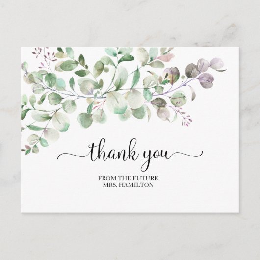 Greenery Eucalyptus Vrijgezellenfeest Dank u Briefkaart (Voorkant)