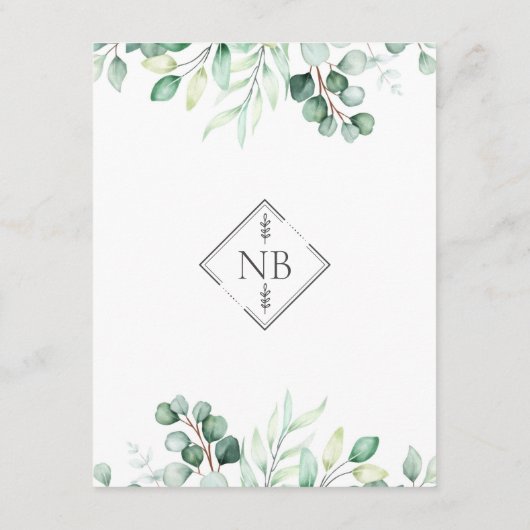 Greenery Eucalyptus Waterverf - Elegant Informatiekaartje (Achterkant)