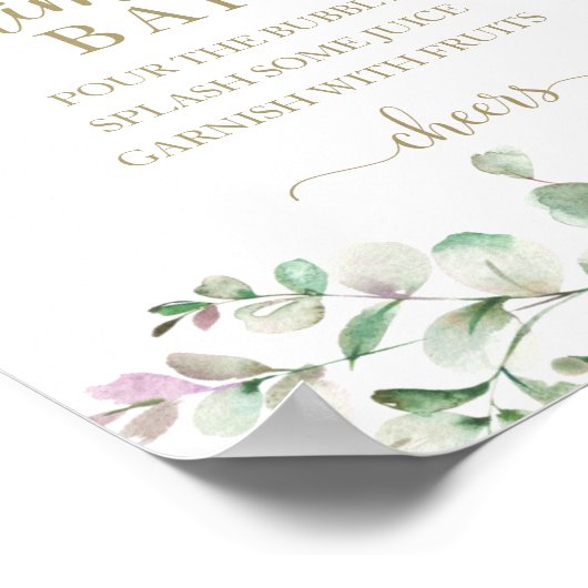 Greenery Eucalyptus Waterverf Mimosa Bar Sign Poster (Hoek)