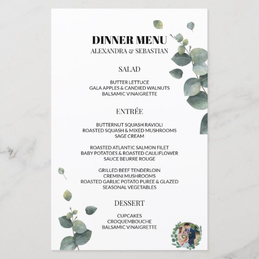 Greenery Eucalyptus Weddenschap-menu (Voorkant)