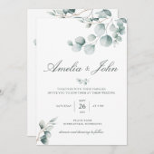 Greenery Eucalyptus Wedding Invitation Kaart (Voorkant / Achterkant)