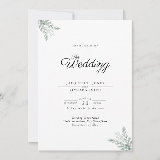 Greenery Eucalyptus Wedding Invitation Kaart (Voorkant)