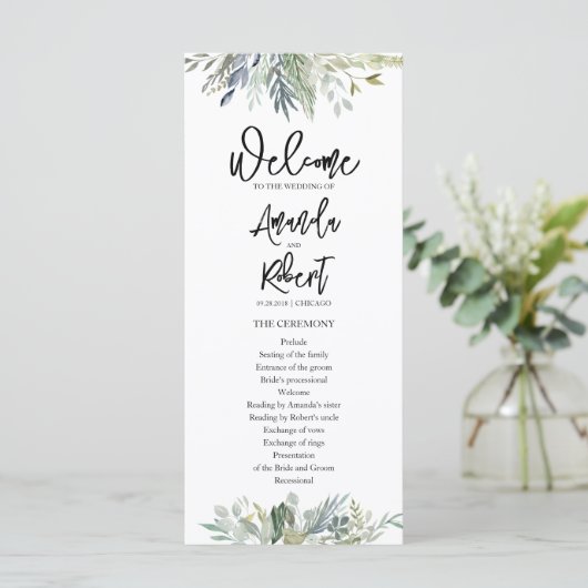 Greenery Eucalyptus Wedding Programme (Staand voorkant)