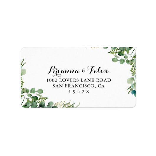 Greenery Eucalyptus Wedding RSVP Adres Label (Voorkant)