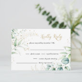 Greenery Eucalyptus Wedding RSVP Kaartje (Staand voorkant)