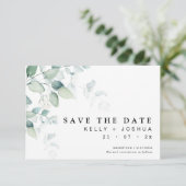 Greenery Eucalyptus Wedding Save the Date Kaart (Staand voorkant)