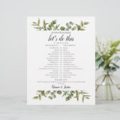 Greenery Eucalyptus Wedding Schedule Tijdlijn (Staand voorkant)