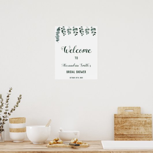 Greenery Eucalyptus Welcome Vrijgezellenfeest Sign Poster (Keuken)