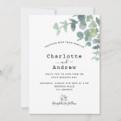Greenery eucalyptus white elegant bruiloft kaart (Voorkant)